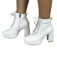 THUNDER BLUE - Botin de Mujer Taco Alto 61 Yassne Blanco
