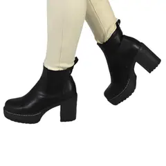 THUNDER BLUE - Botin de Mujer Taco Cuadrado 17 Yassne Negro