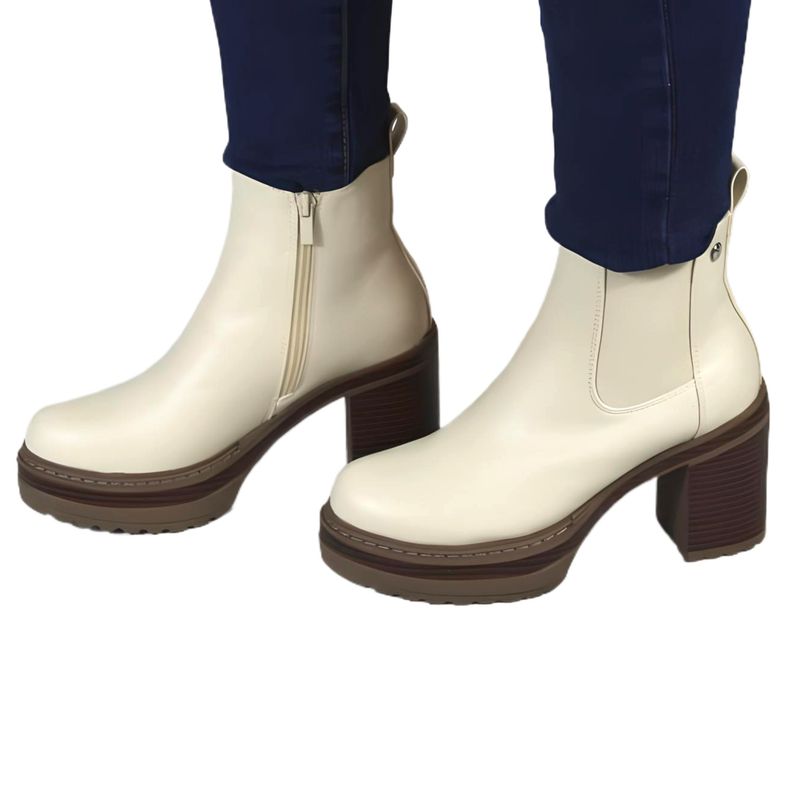 THUNDER BLUE - Botin de Mujer Taco Cuadrado 17 Yassne Marrón