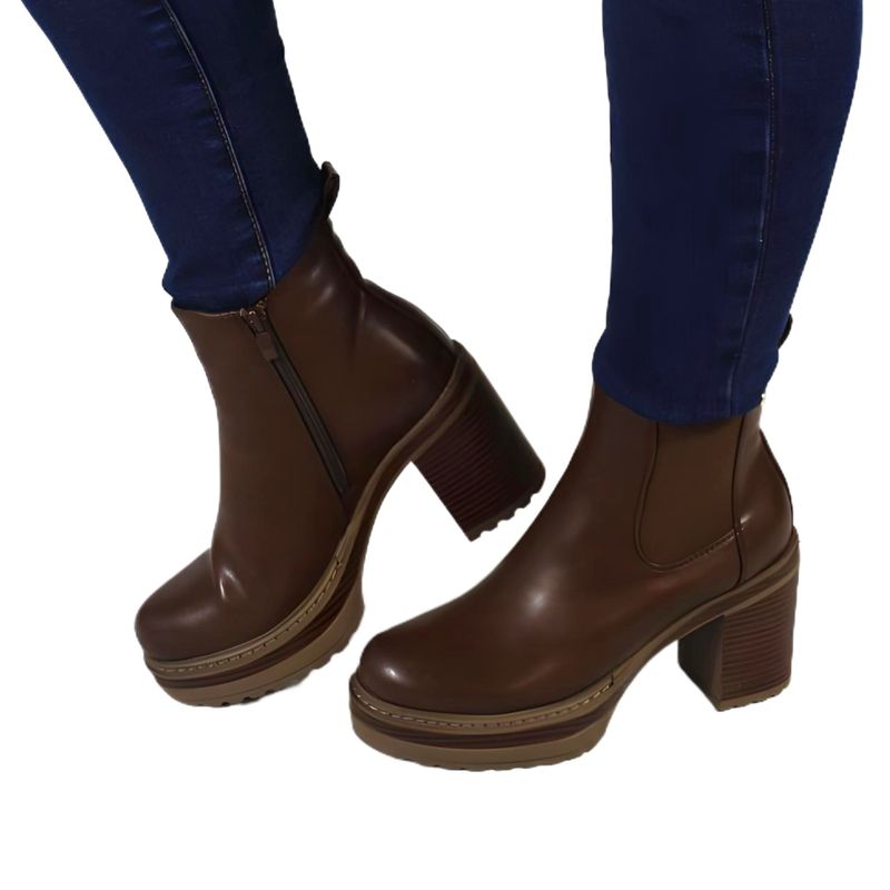 THUNDER BLUE - Botin de Mujer Taco Cuadrado 17 Yassne Beige