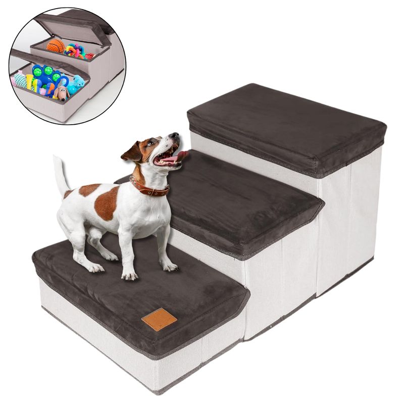 KERU - Escalera Para Perros Y Gatos Con Estantes Guardadores
