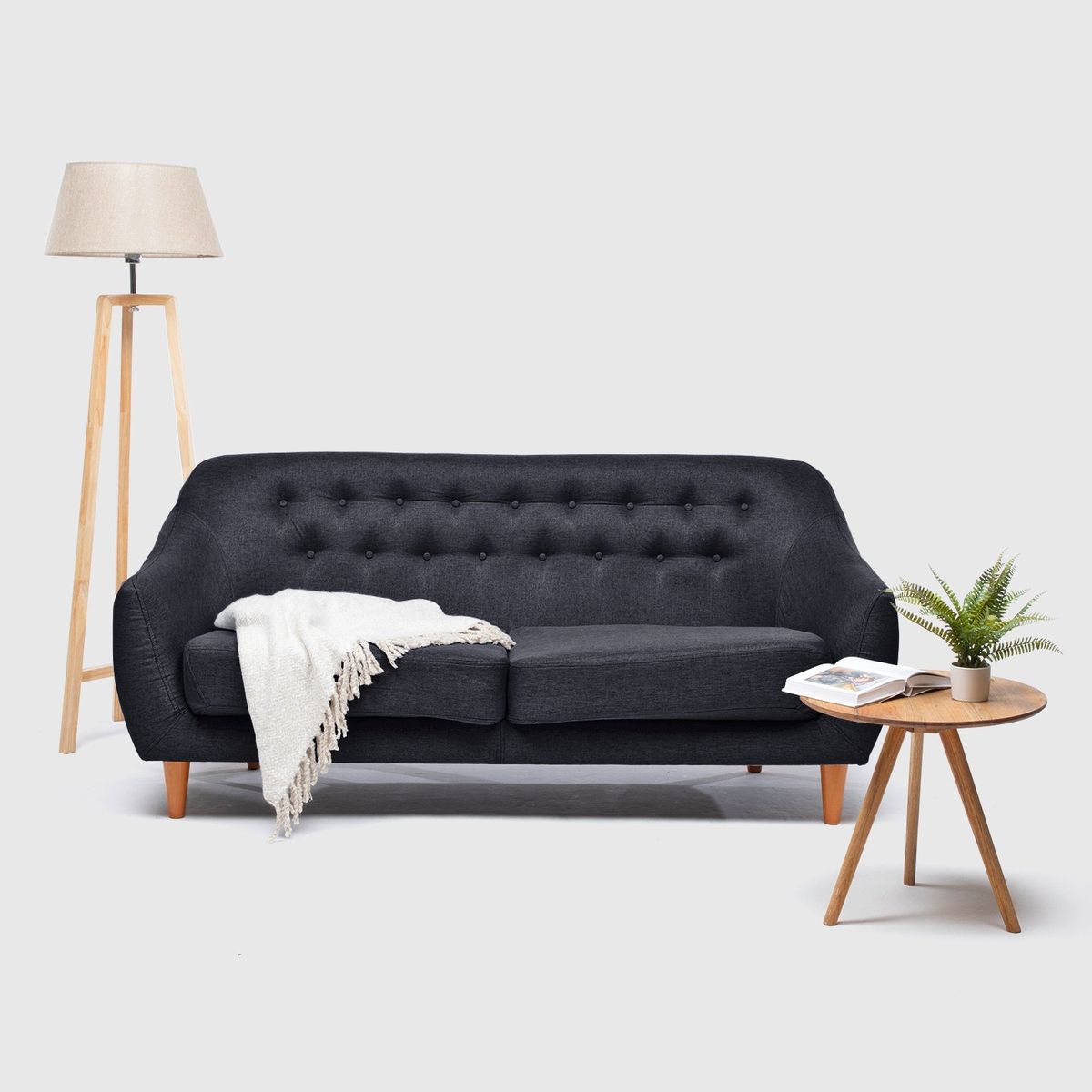 ALMORE - SOFA NORWEIS 2 CPS TELA NEGRO ALMORE