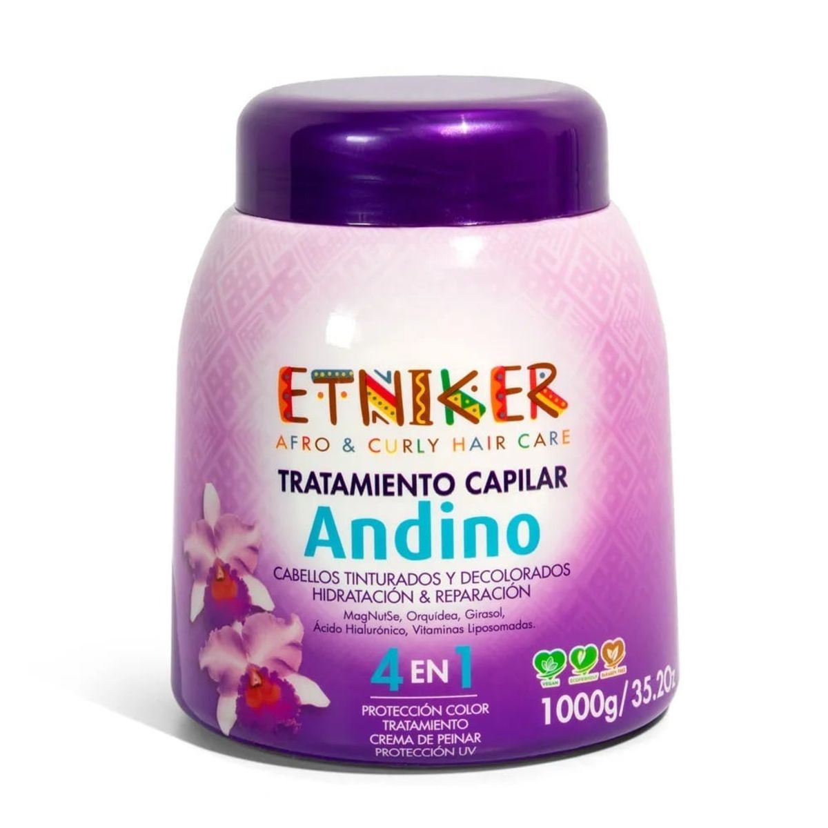 ETNIKER - TRATAMIENTO CAPILAR AFRO AND CURLY ETNIKER ANDINO 4 EN 1 DE 1000GR