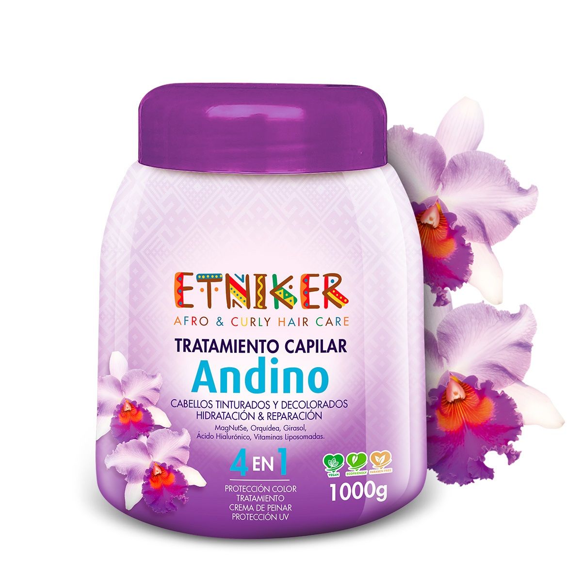 ETNIKER - TRATAMIENTO CAPILAR AFRO AND CURLY ETNIKER ANDINO 4 EN 1 DE 1000GR