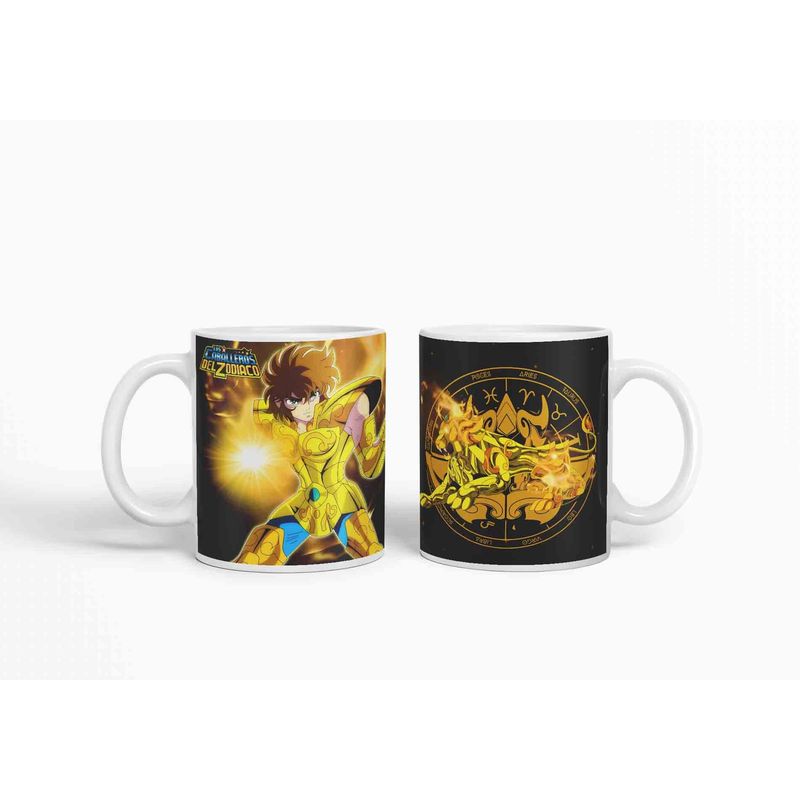 ESTAMPA MANIA - Taza Caballero Del Zodiaco - Leo Negro D18 320ml