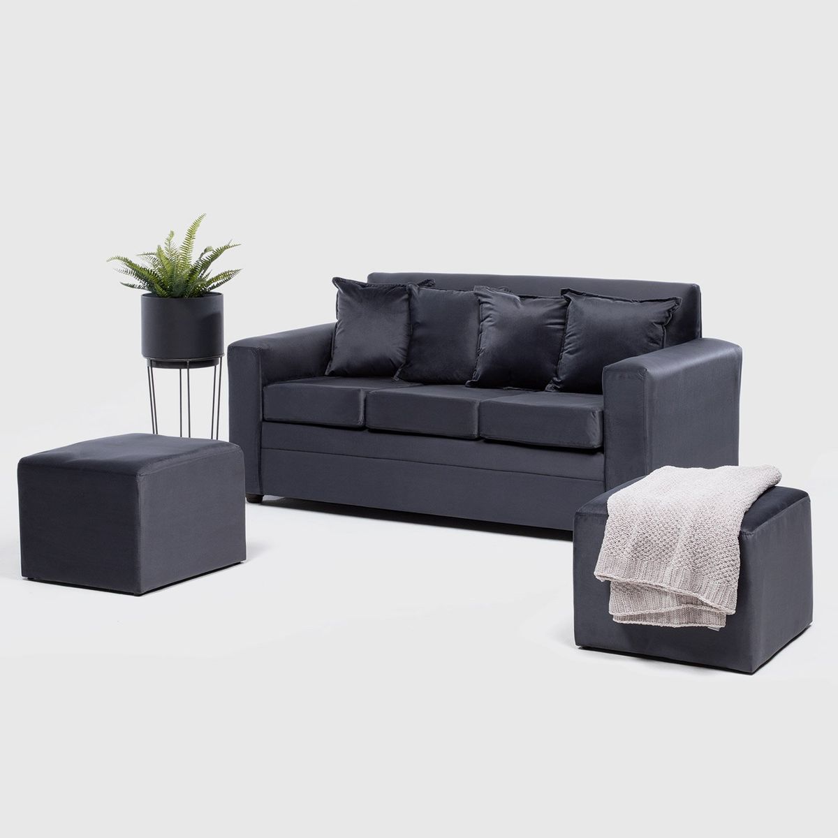 ALMORE - SOFA PARIS 2 POUF FELPA GRIS ALMORE