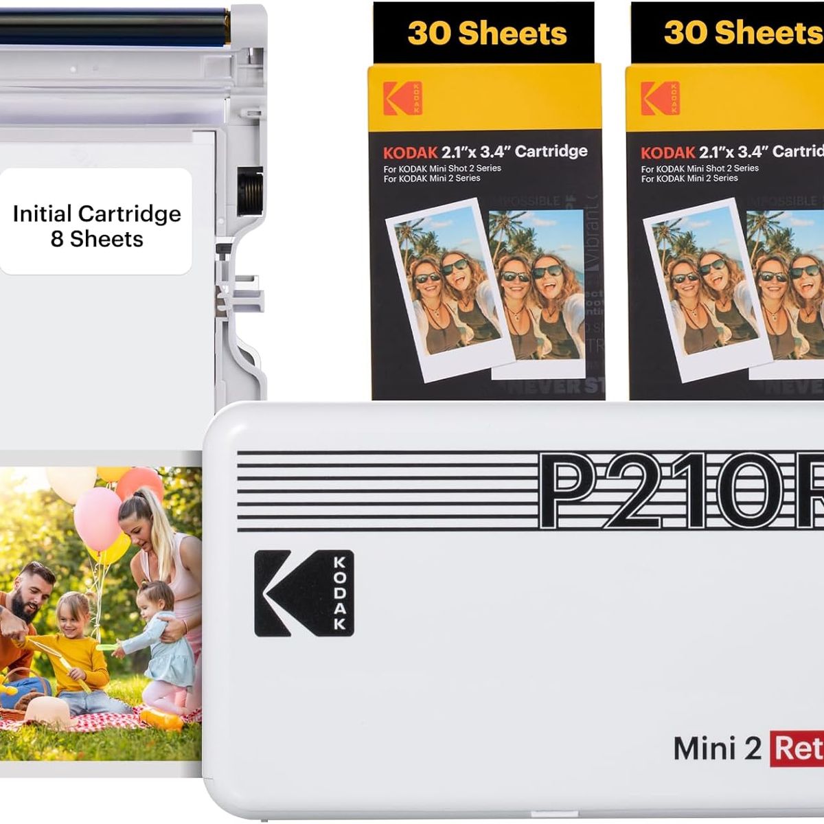 KODAK - Set Impresora De Fotos Kodak Mini 2 Retro 4pass Blanca + 60 papeles