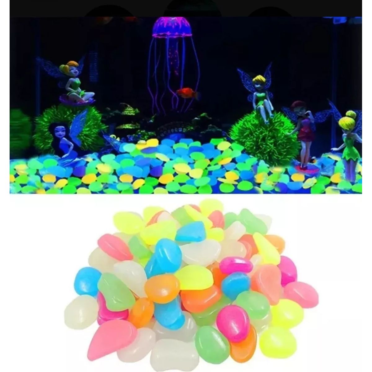 GENERICO - 100 Piezas Piedras Luminosas Flúor Decorativas Fotoluminicas