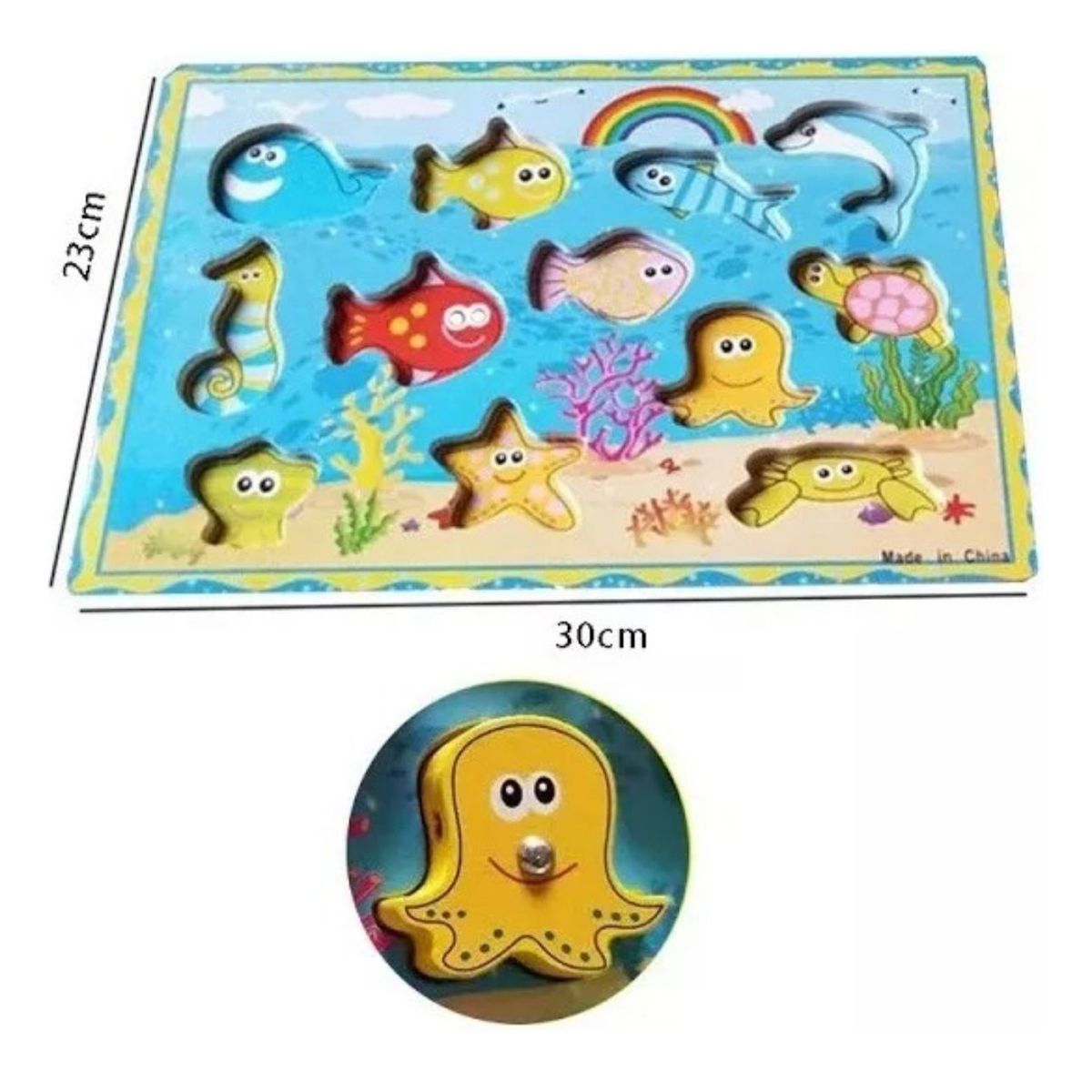 GENERICO - Juego Pesca Y Encaje Magnético Madera Puzzle Iman Didáctico