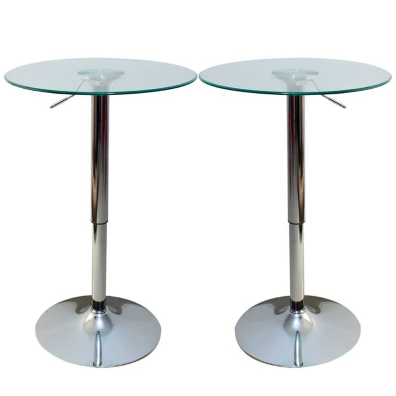 ARTIHOGAR - Pack 2 Mesas Bar Altura Regulable Vidrio Templado 60 Cm D
