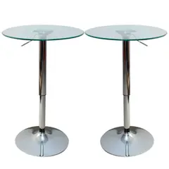 ARTIHOGAR - Pack 2 Mesas Bar Altura Regulable Vidrio Templado 60 Cm D