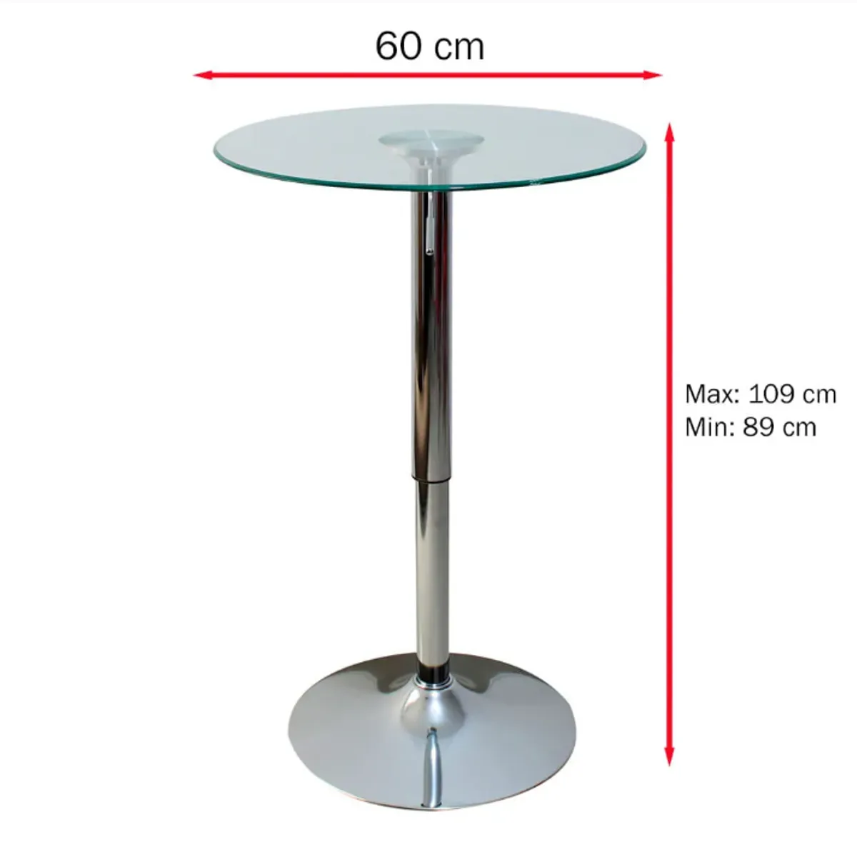 ARTIHOGAR - Pack 2 Mesas Bar Altura Regulable Vidrio Templado 60 Cm D