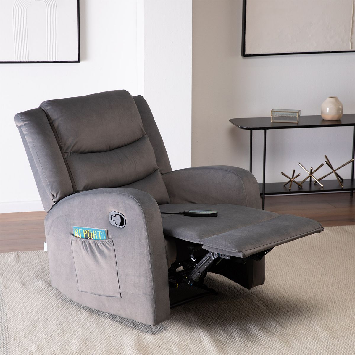 VYS SPA - BERGER RECLINABLE GREY CON VIBROMASAJE 4 PUNTOS.