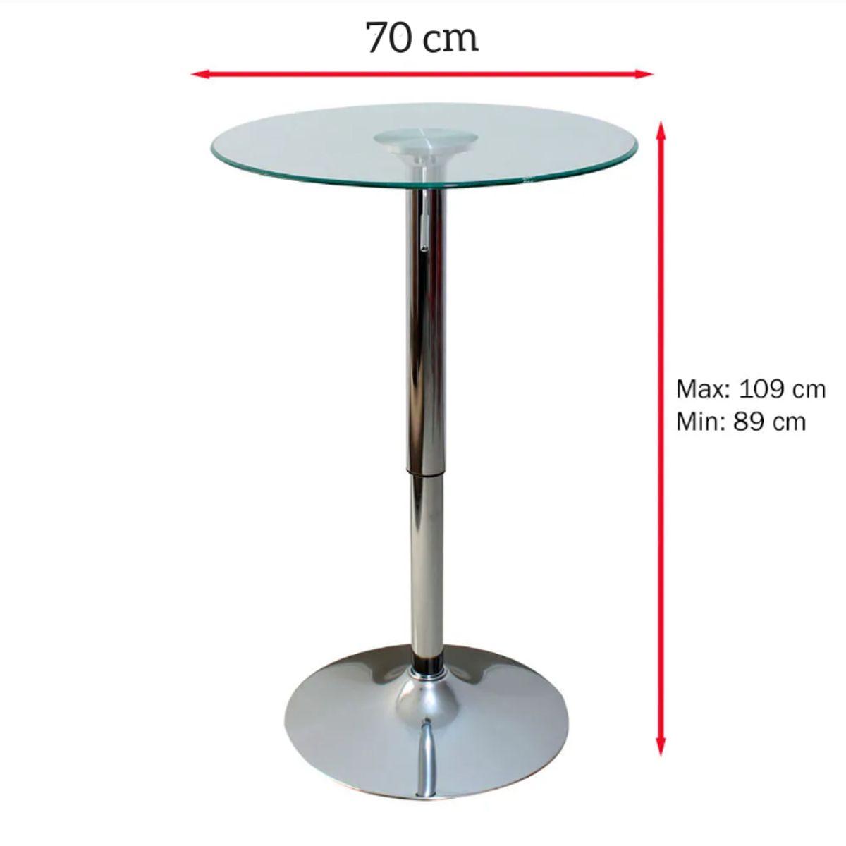 ARTIHOGAR - Pack 2 Mesas Bar Altura Regulable Vidrio Templado 70 Cm D