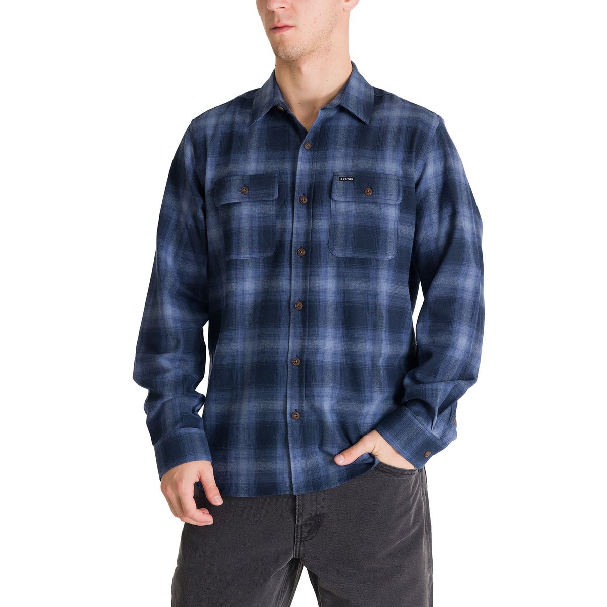 BURTON - Camisa Manga Larga Hombre Flannel Azul Oscuro BURTON