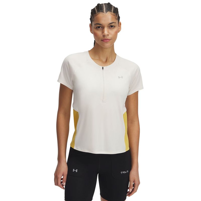 UNDER ARMOUR - Polera Manga Corta Ua Trail Run Zip Café Para Mujer UNDER ARMOUR.-