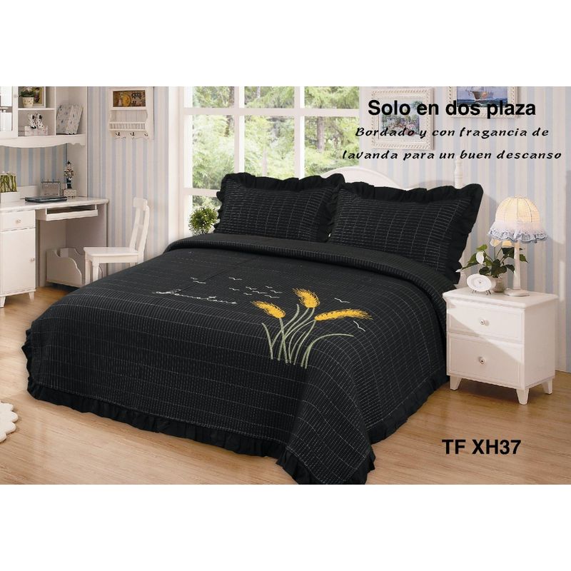 ANGELES DEL HOGAR - CUBRECAMA QUILT DE VERANO DISEÑO BORDADO 2P