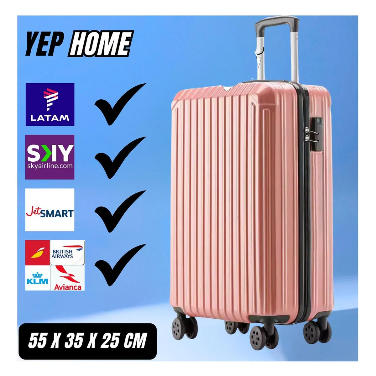 YEP S - Maleta Cabina Medida Oficial Universal Con Clave Yep Home