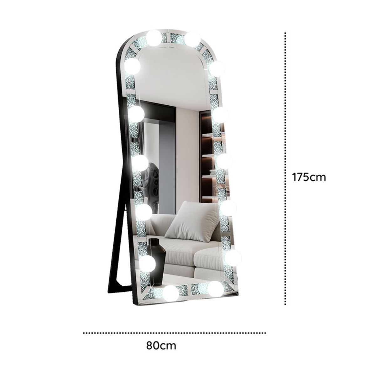GENERICO - Espejo de Pie con Luces LED y Parlantes Bluetooth Integrados 80×175