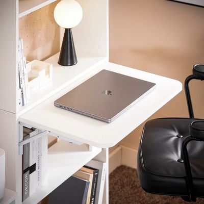 Imagen 2 del producto Estantería con Escritorio Plegable Compacto - Blanco