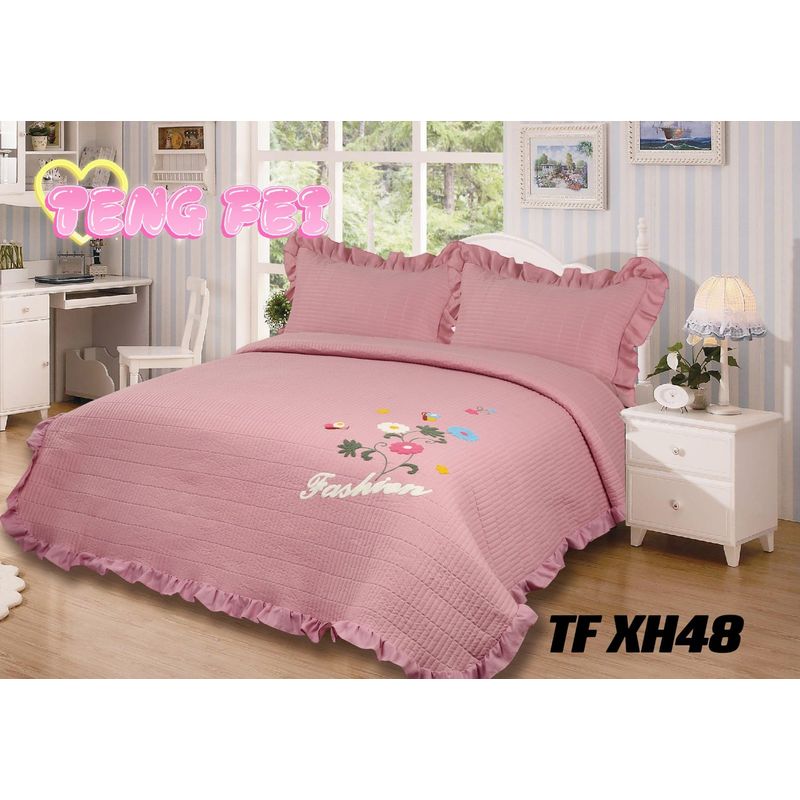 ANGELES DEL HOGAR - CUBRECAMA QUILT DE VERANO DISEÑO BORDADO 2P