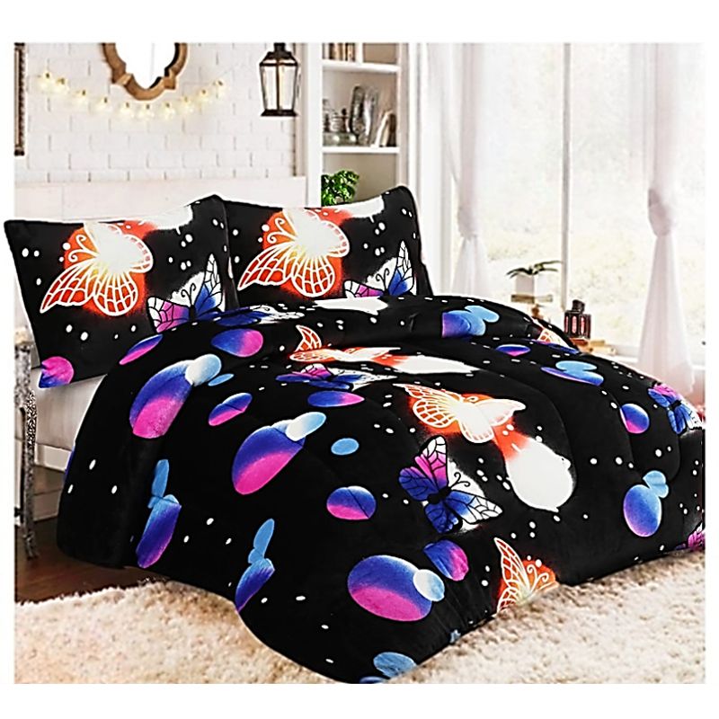 GENERICO - plumon 1.5 plaza diseño mariposas multicolor Plush con chiporro TF