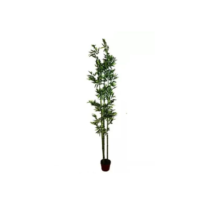 GENERICO - Planta Artificial Bambú 120cm Maceta Redonda Café 3 Varas