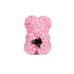 GENERICO - Oso de Flores Artificiales Osito de Rosas Rosado
