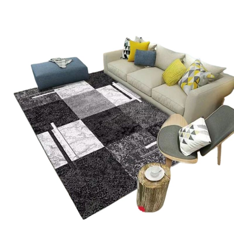 GENERICO - alfombra pequeña 160x200 cuadro gris wym