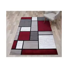 GENERICO - Alfombra pequeña 160x200 cuadro burdeo wym