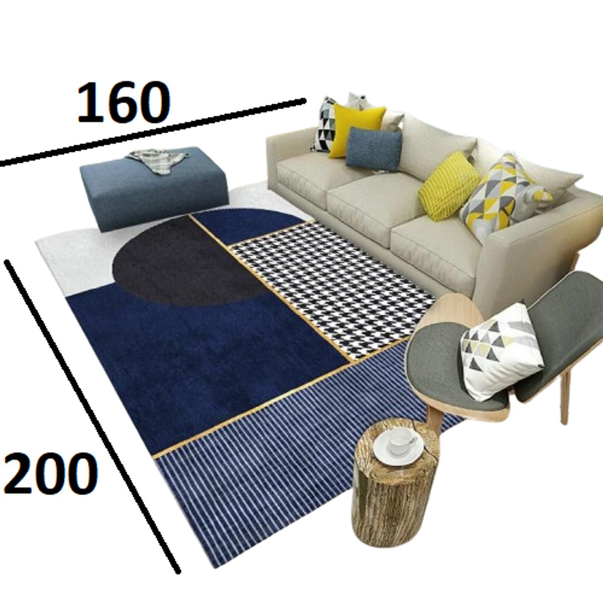 GENERICO - alfombra pequeña 160x200 diseño azul wym