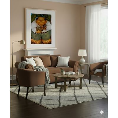 Imagen 2 del producto Living 311 Facundo Cafe Sofa 3 cuerpos + 2 Sitiales de madera