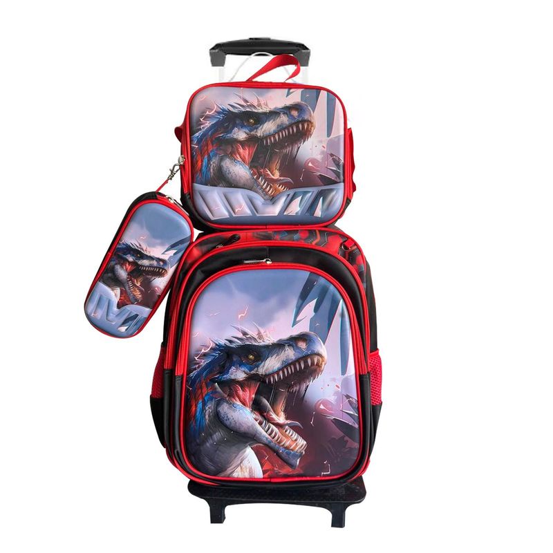 GLOBAL LATIN GROUP - Maleta Mochila 3 en 1 con ruedas y accesorios diseño de dinosaurio