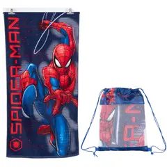 MASHINI - Toalla de algodón con bolso 70x140 Spiderman