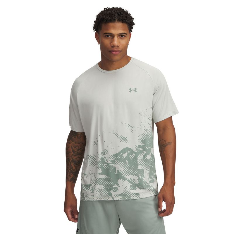UNDER ARMOUR - Polera Manga Corta Ua Tech Fade Verde Para Hombre UNDER ARMOUR.-