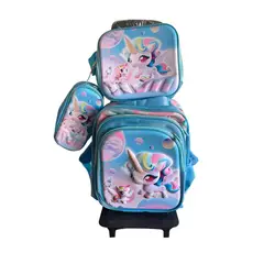 GLOBAL LATIN GROUP - Maleta Mochila 3 en 1 con ruedas y accesorios diseño de Unicornio
