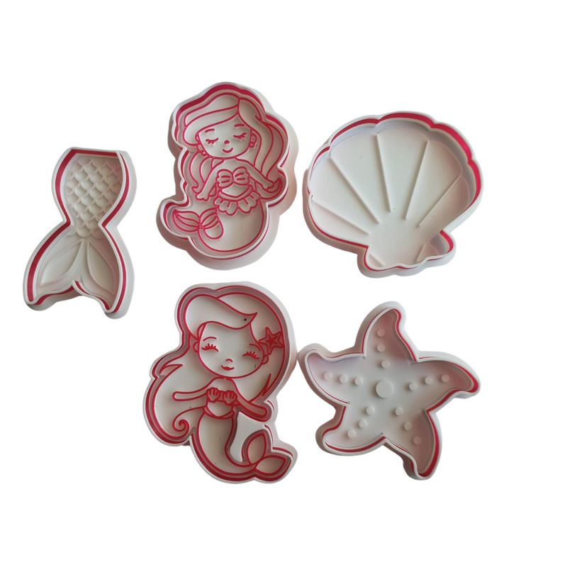 GENERICO - Set 5 Cortadores de Galletas  mermaid  8 CM