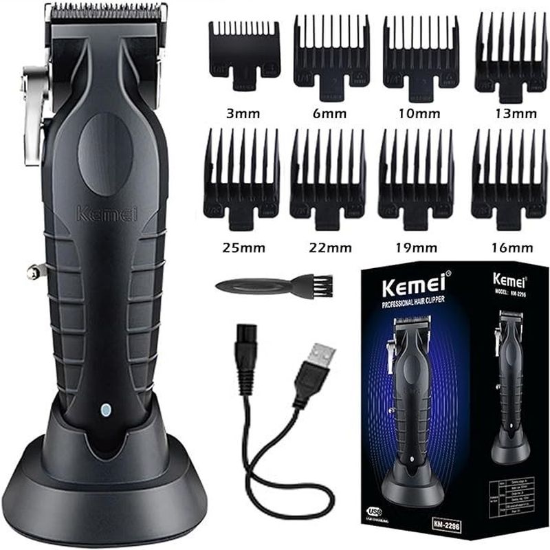 KEMEI - Maquina Kemei 2296 Cortapelo Inalambrica Con Base De Carga