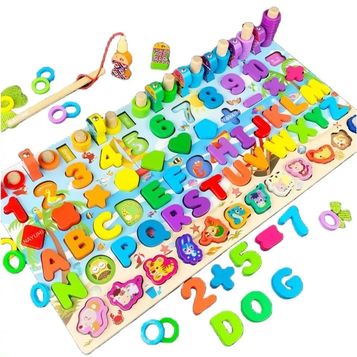KUANGYE - Tablero Juego Educativo Montessori Pesca Letra Número Animal