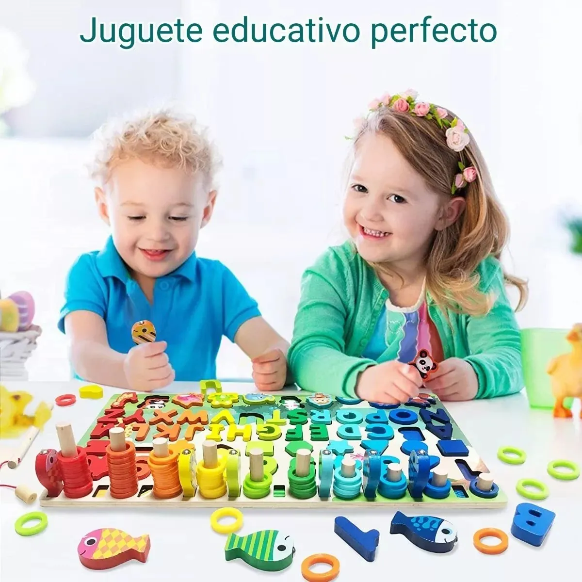 KUANGYE - Tablero Juego Educativo Montessori Pesca Letra Número Animal