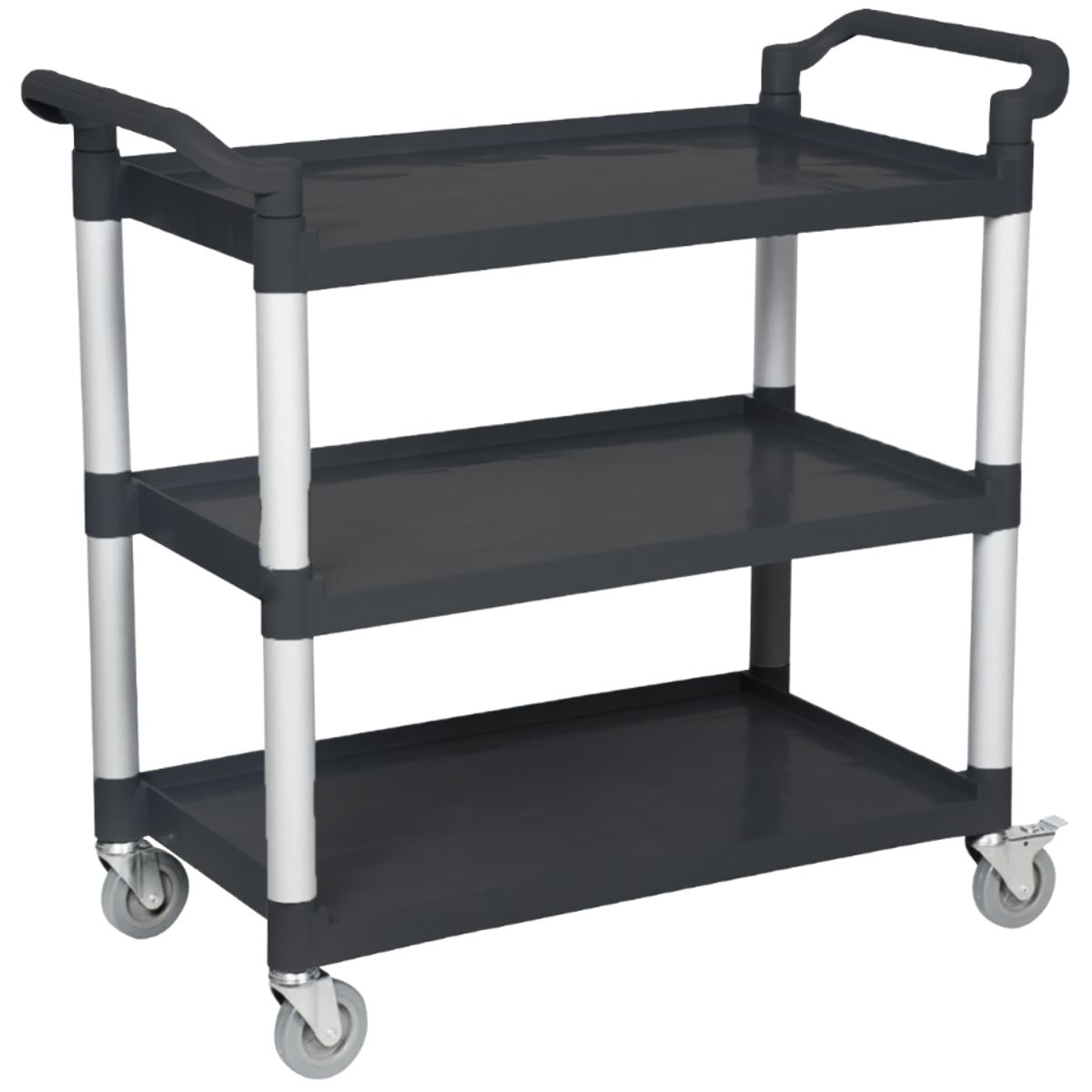 Luster - Carro Plástico Pilar Aluminio 3 Bandejas Multiuso Negro Luster