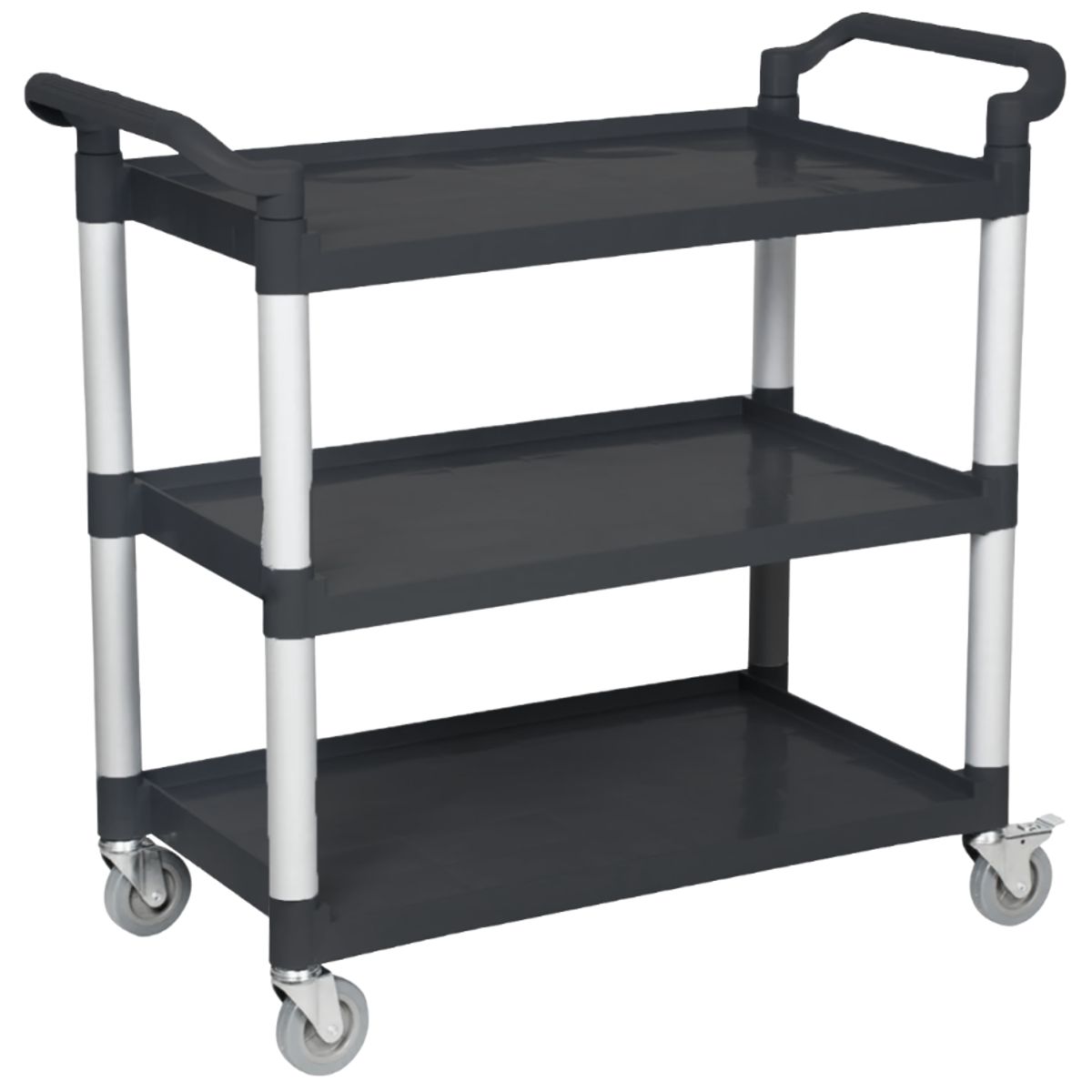 Luster - Carro Plástico Pilar Aluminio 3 Bandejas Multiuso Negro Luster