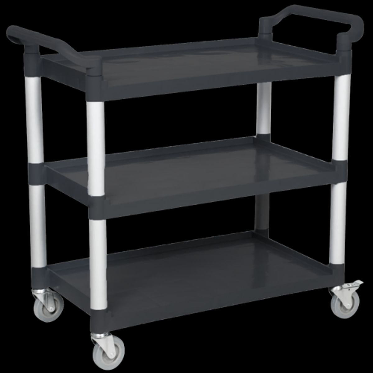 Luster - Carro Plástico Pilar Aluminio 3 Bandejas Multiuso Negro Luster