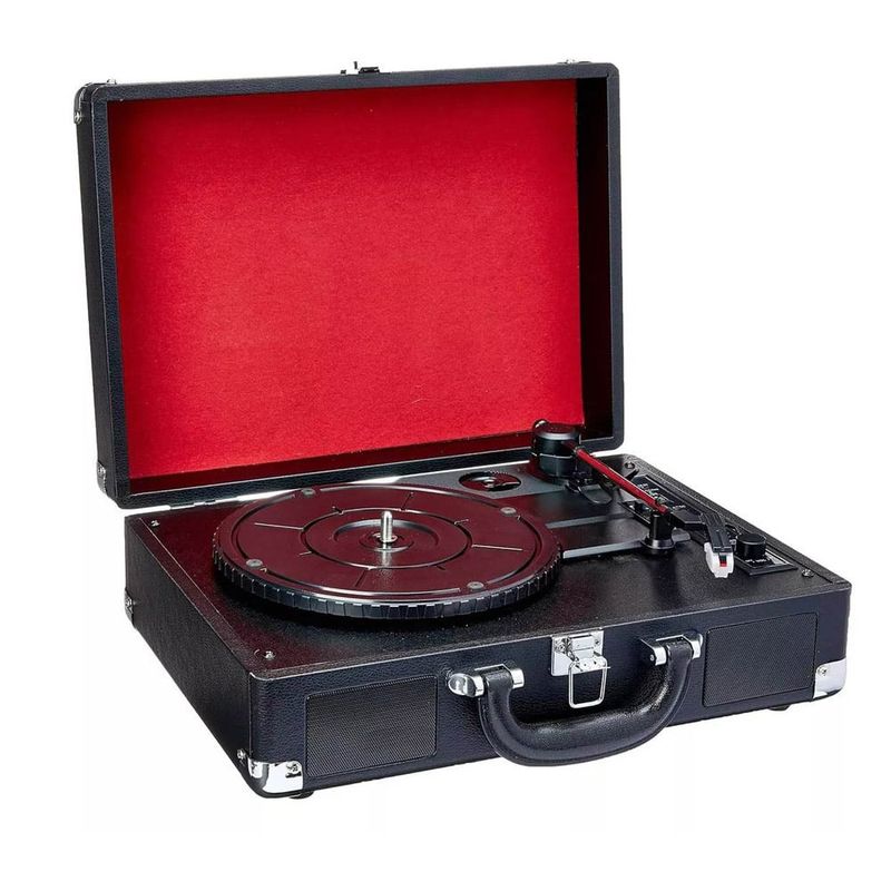 MUNDO MAGIA - Tocadiscos 3 Velocidades Maleta Ecocuero Parlante Bluetootho