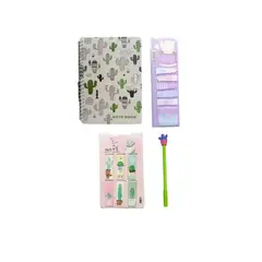 GENERICO - Pack Libreta Lápiz Marca Página Y Post It Diseño Cactus