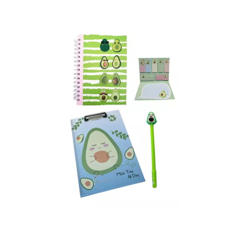 GENERICO - Pack Palta-avocado Libreta Tabla Sujetadora Lápiz Post It