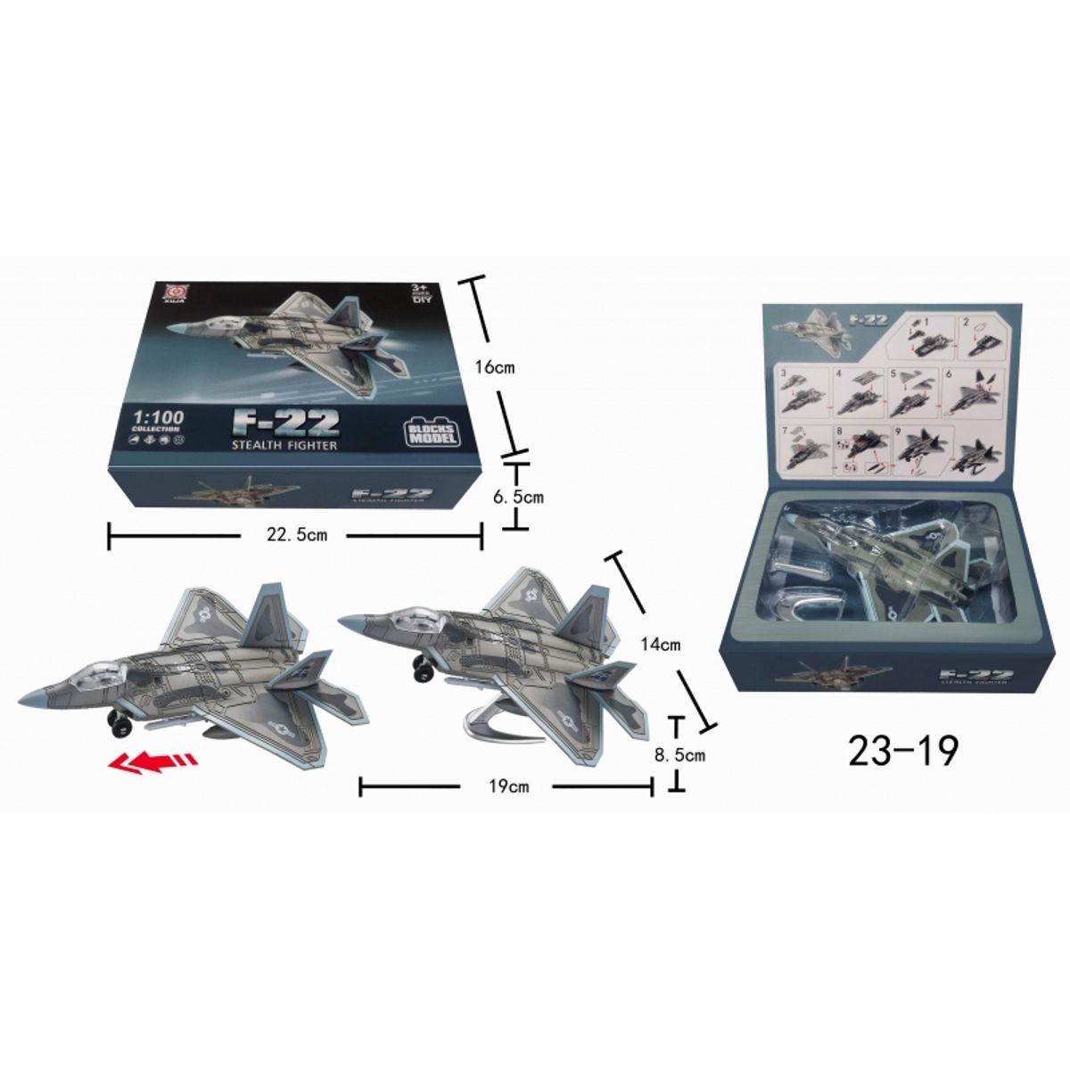 GENERICO - XUJA 23-19 BLOCKS MODEL 1-100 F - 22 FIGHTER
