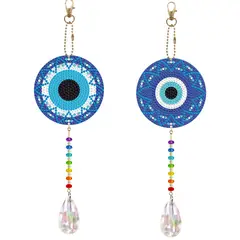 ARTE CONSENTIDO - PINTURA CON DIAMANTE LLAVERO CON COLGANTE LUCKY EYE