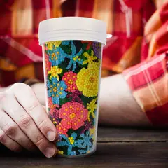 ARTE CONSENTIDO - PINTURA CON DIAMANTE VASO TÉRMICO FLOREADO