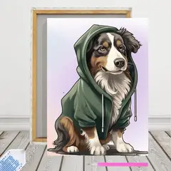 ARTE CONSENTIDO - PINTURA CON DIAMANTES BORDER COLLIE  30x40 CON BASTIDOR